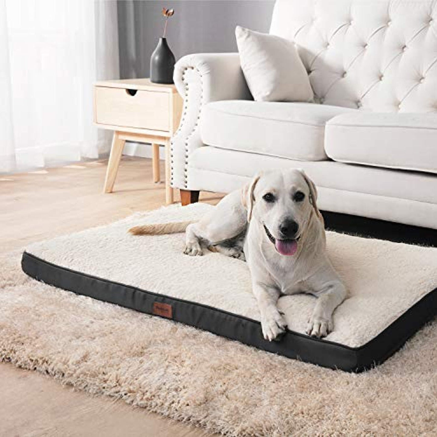 One Pets-Top Coussin Chien Grande Taille Dehoussable - Tapis Chien Orthopédique 112X81X7.6Cm- Lit Pour Chien En Mousse Avec Revêtement De Peluche - Matelas Pour Chien Lavable Et Antidérapant - One PETS-TOP