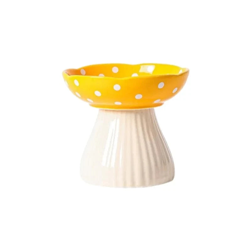 Bol champignon pour chat – Gamelle décorative en résine & design ergonomique M / Jaune One PETS-TOP