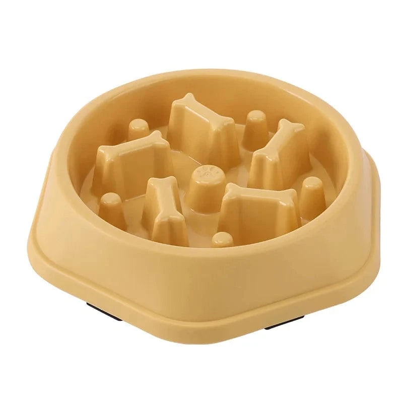 Bol nourriture lente anti-étouffement pour chiens et chats – Multicouleurs Jaune One PETS-TOP