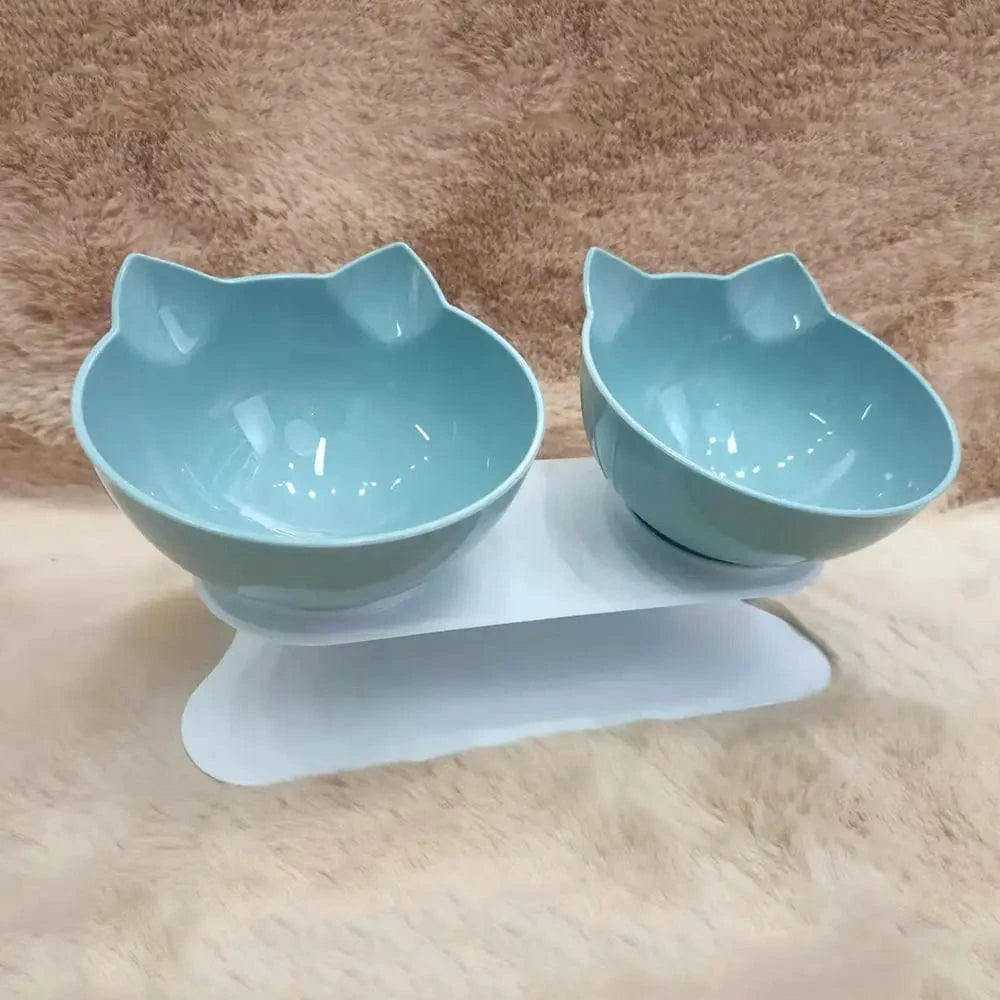 Bols antidérapants simples & doubles – Gamelles avec support inclinable Bleu Double One PETS-TOP