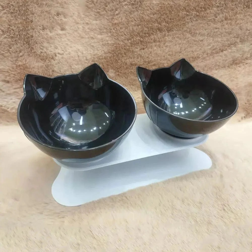 Bols antidérapants simples & doubles – Gamelles avec support inclinable Noir Double One PETS-TOP
