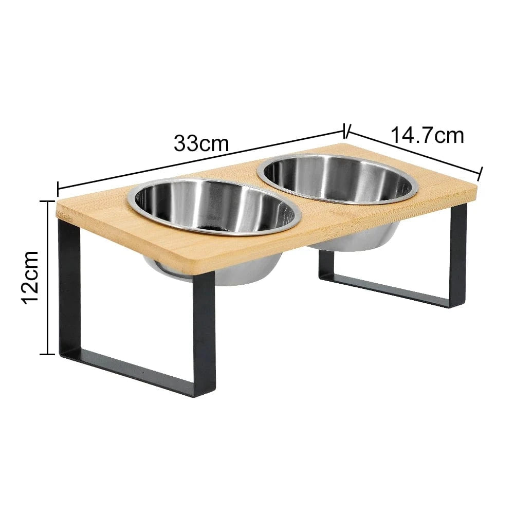 Bols surélevés 15° pour chat & chiot – Inclinés anti-vomissement avec support bois One PETS-TOP