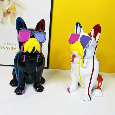 Bouledogue Éclatant En Résine : Art Canin Coloré 🐶🌈 One PETS-TOP