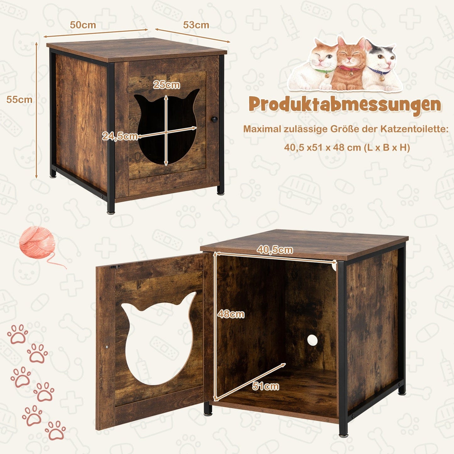 Meuble cache-litière design métal – Niche respirante & facile à nettoyer
