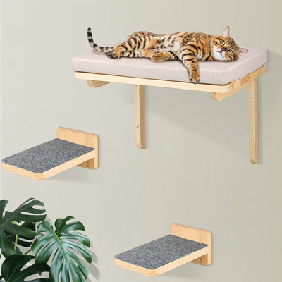 Cadre mural d’escalade pour chats – Lit, hamac & plateforme en bois Gris / 40x30x25cm One PETS-TOP