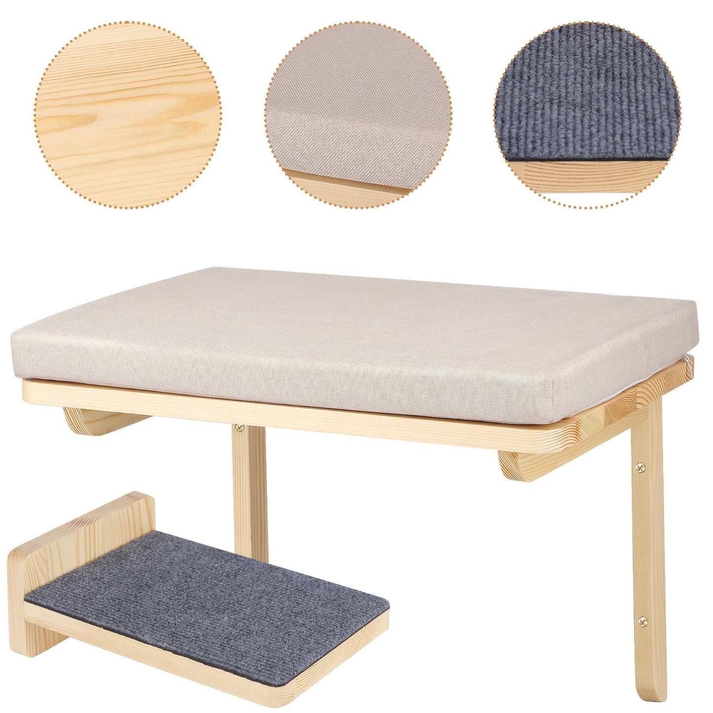 Cadre mural d’escalade pour chats – Lit, hamac & plateforme en bois Gris / 40x30x25cm One PETS-TOP