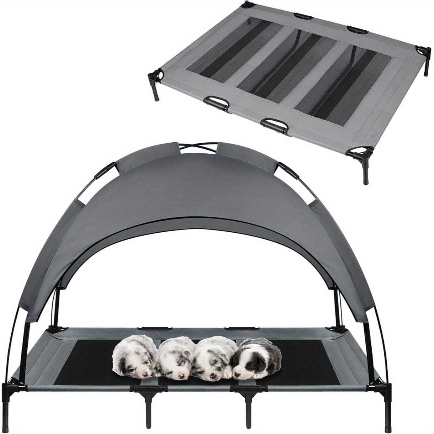 Lit surélevé pour chien avec auvent – Couchage portable intérieur/extérieur