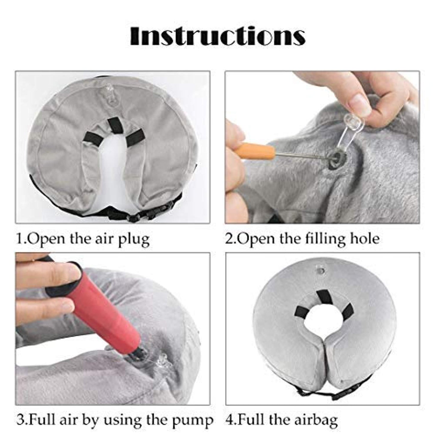 Collier De Protection Gonflable Pour Chiens De Petite Et Moyenne Taille Et Pour Chats, Empêche Les Animaux De Toucher Leurs Points De Suture M One PETS-TOP