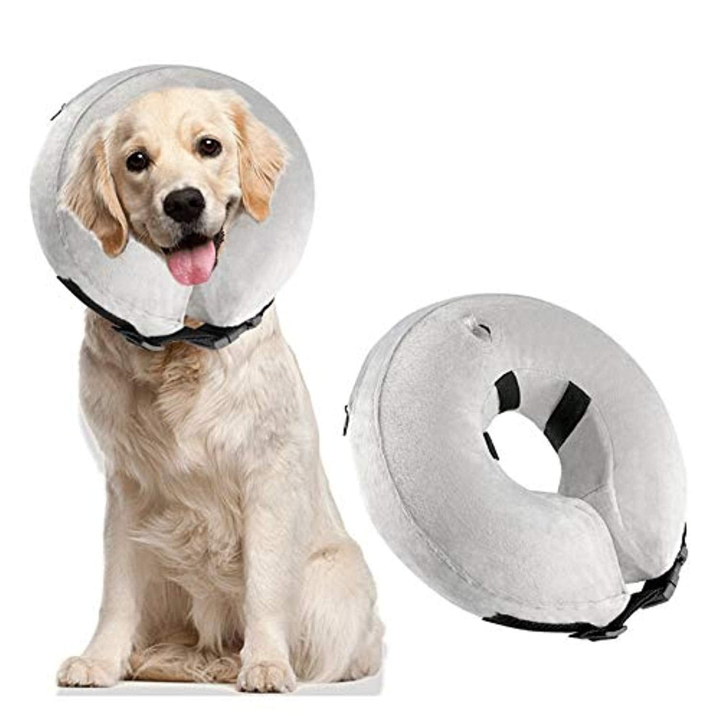 Collier Gonflable De Récupération Rétablissement Protecteur Doux Pour Chiens Et Chats Xh003 (L, Grey) S / Blue One PETS-TOP