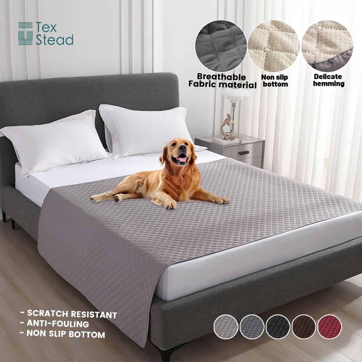 Couverture chien anti-rayures – Plaid doux imperméable & antidérapant Gris Clair / 130cm*210cm/52*82in One PETS-TOP