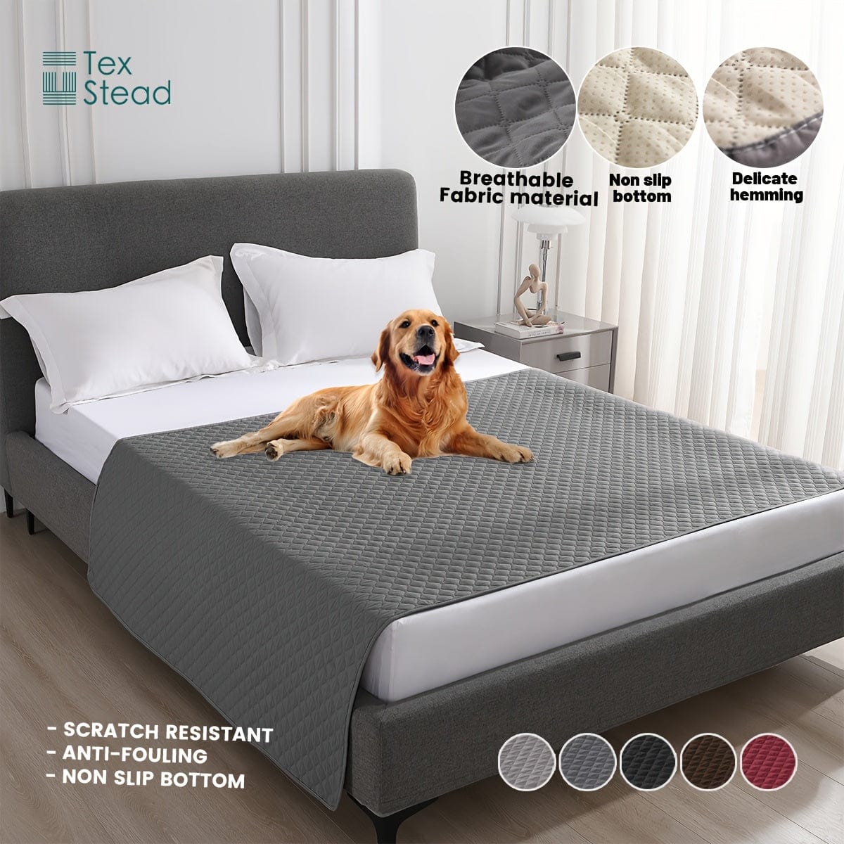 Couverture chien anti-rayures – Plaid doux imperméable & antidérapant Gris / 130cm*210cm/52*82in One PETS-TOP