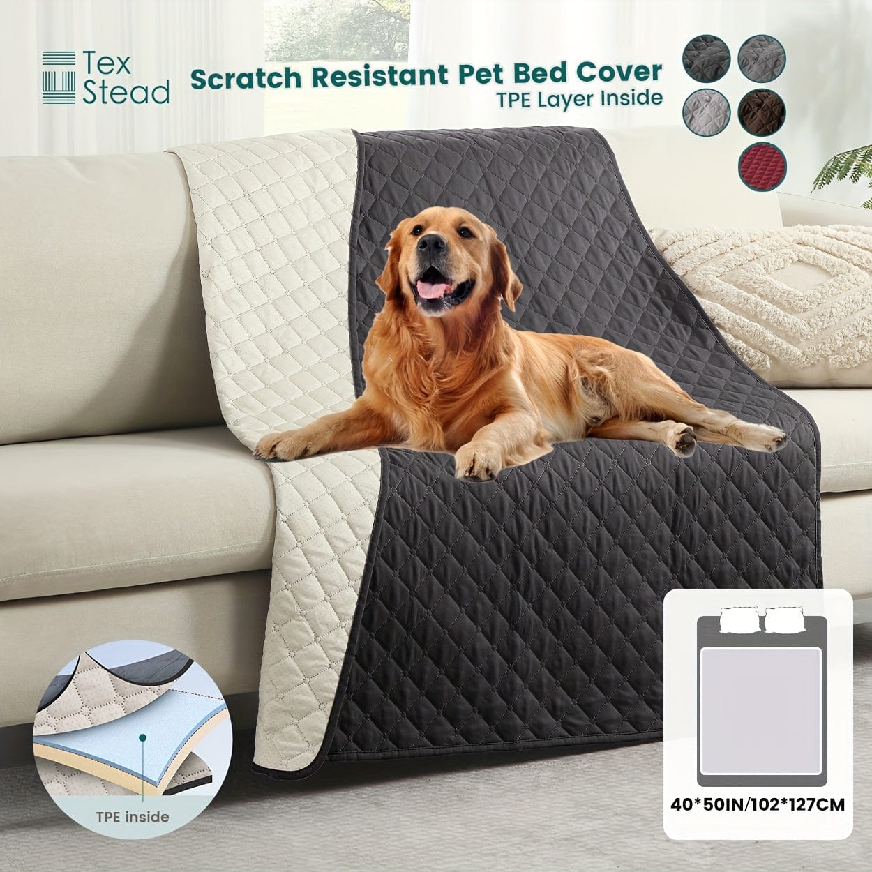 Couverture chien anti-rayures – Plaid doux imperméable & antidérapant Noir / 100*127cm/39*50in One PETS-TOP