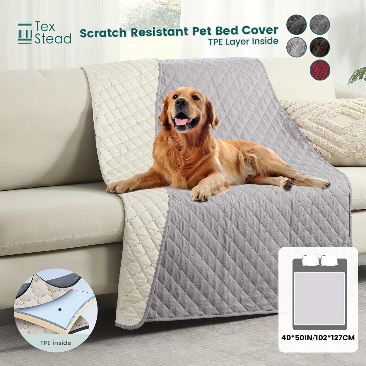 Couverture chien anti-rayures – Plaid doux imperméable & antidérapant Gris Clair / 100*127cm/39*50in One PETS-TOP