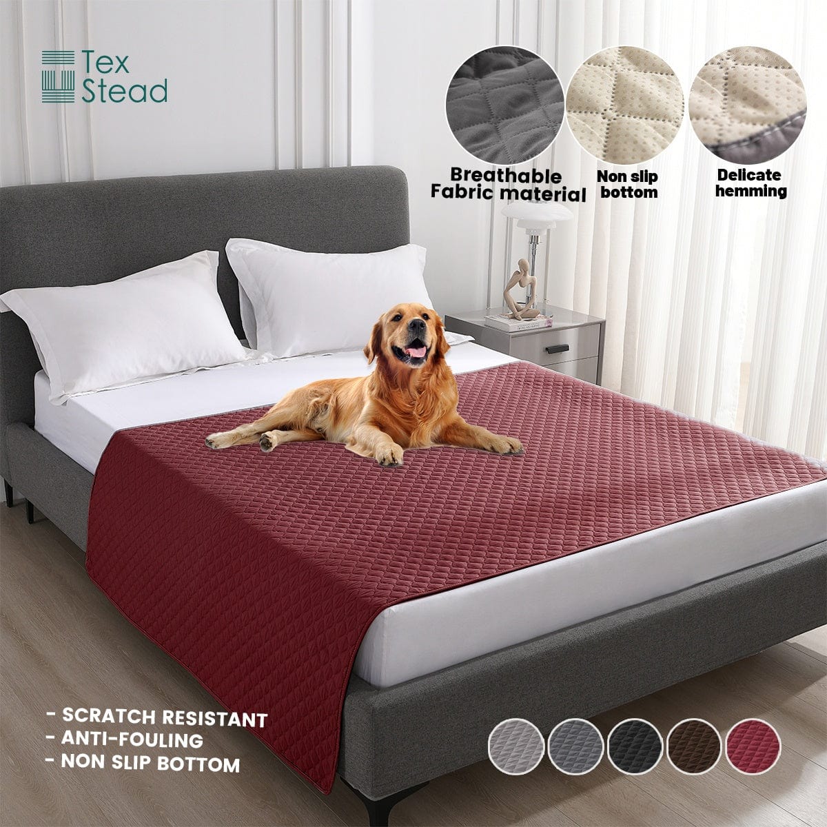 Couverture chien anti-rayures – Plaid doux imperméable & antidérapant Rouge / 130cm*210cm/52*82in One PETS-TOP