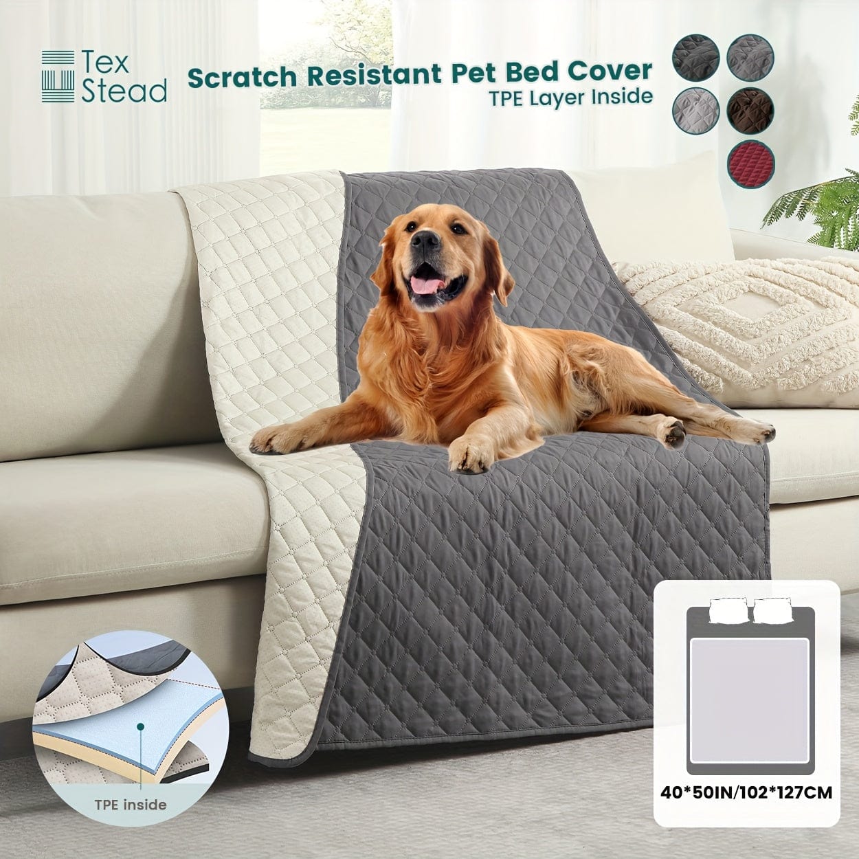 Couverture chien anti-rayures – Plaid doux imperméable & antidérapant Gris / 100*127cm/39*50in One PETS-TOP