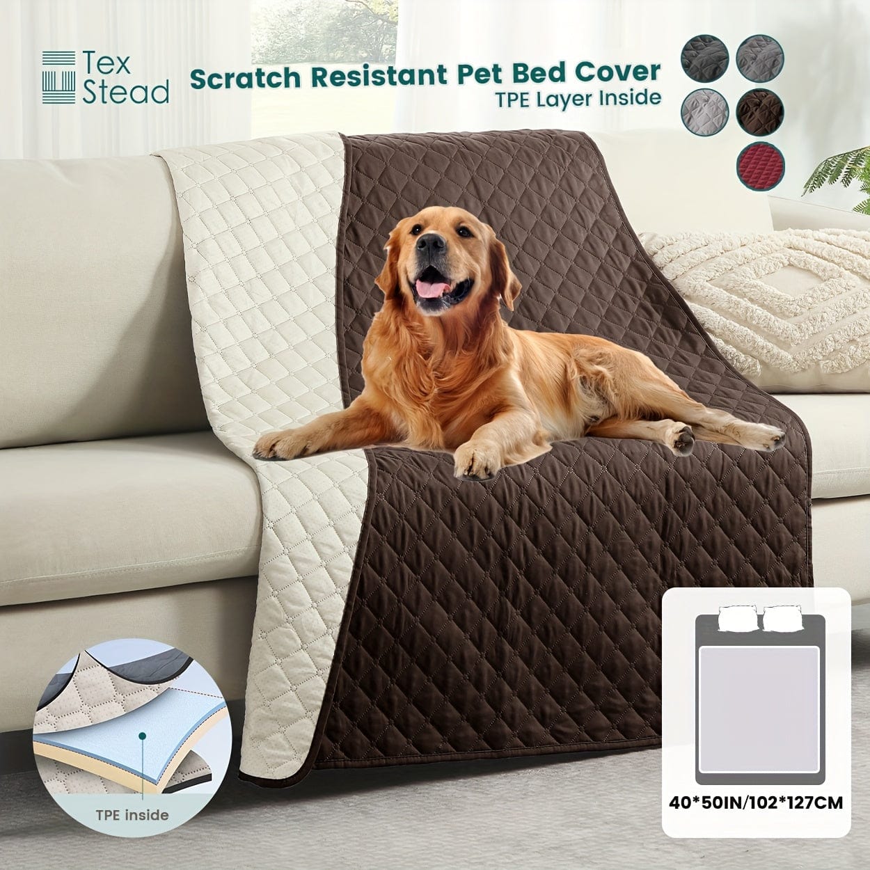 Couverture chien anti-rayures – Plaid doux imperméable & antidérapant Marron / 100*127cm/39*50in One PETS-TOP