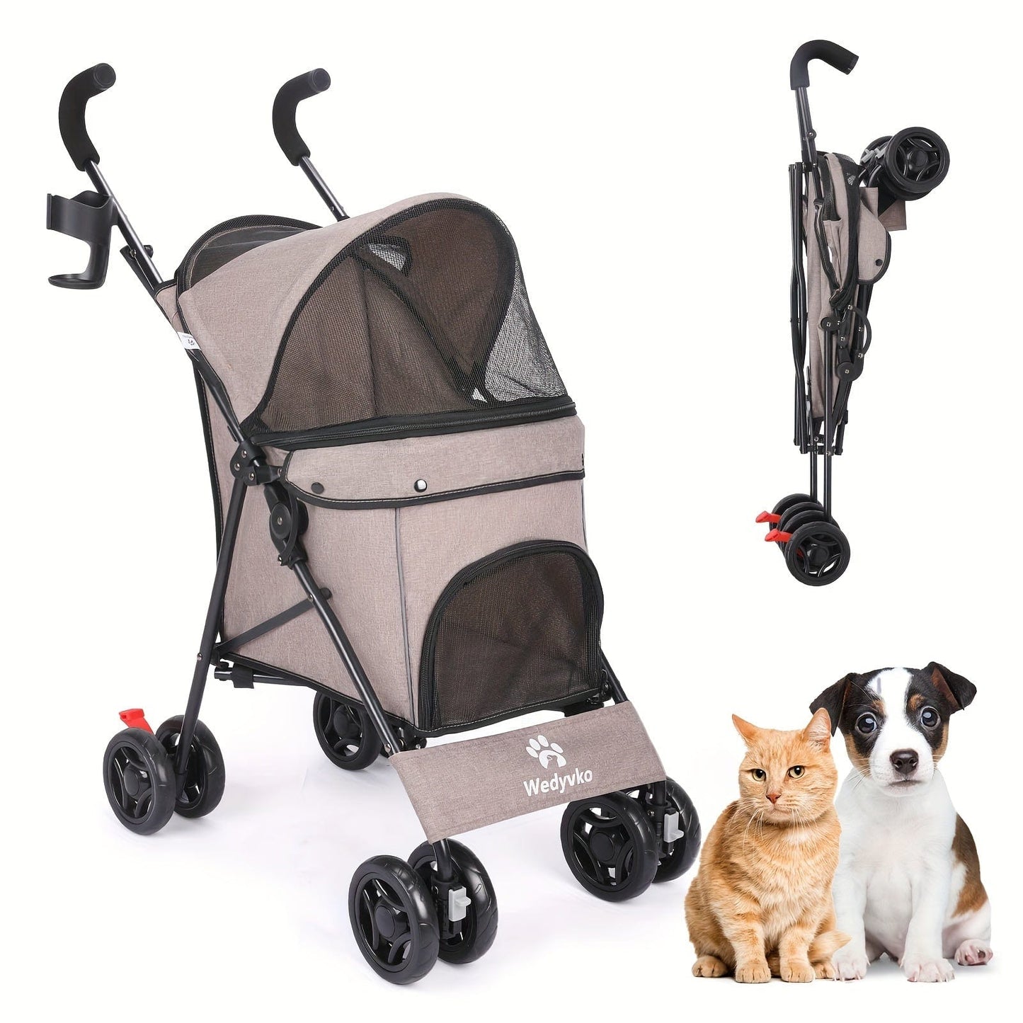 Poussette légère & portable pour chien & chat – Jusqu’à 15 kg