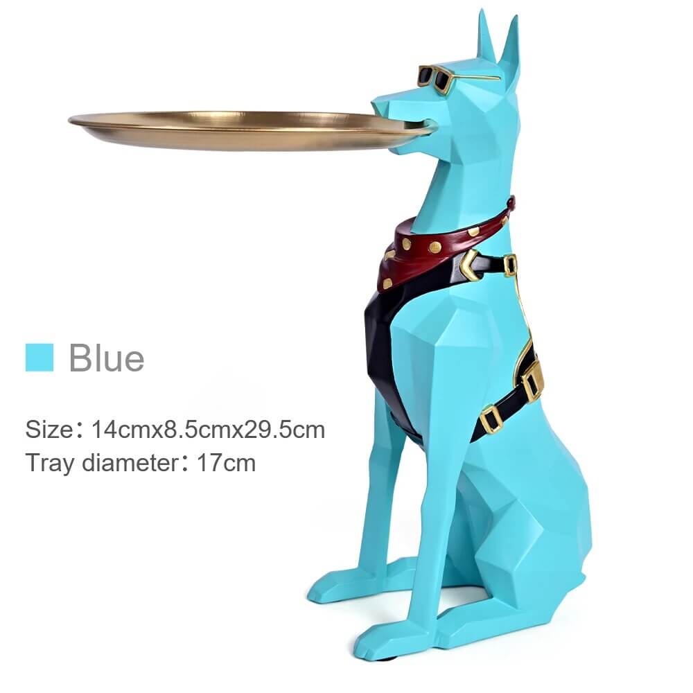 Décoration Design Chien Doberman Porte-Plateau – Sculpture Moderne En Résine blue One PETS-TOP