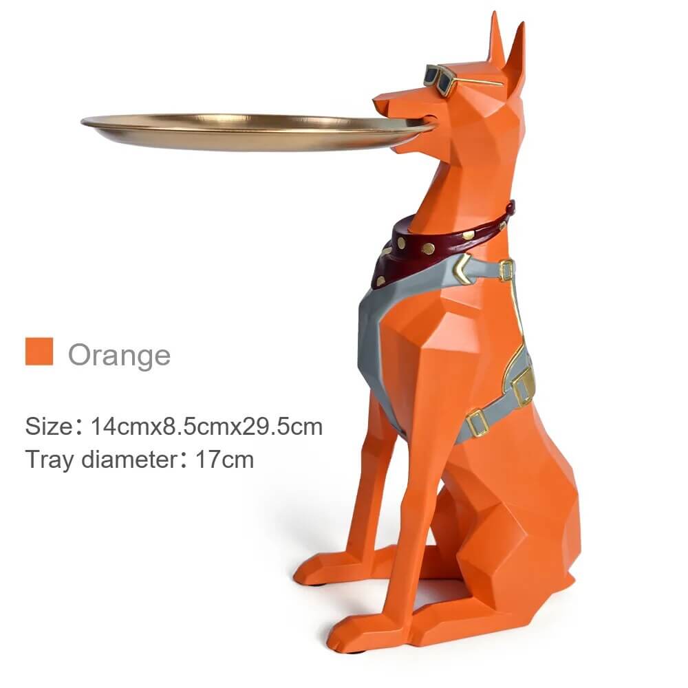 Décoration Design Chien Doberman Porte-Plateau – Sculpture Moderne En Résine - One PETS-TOP