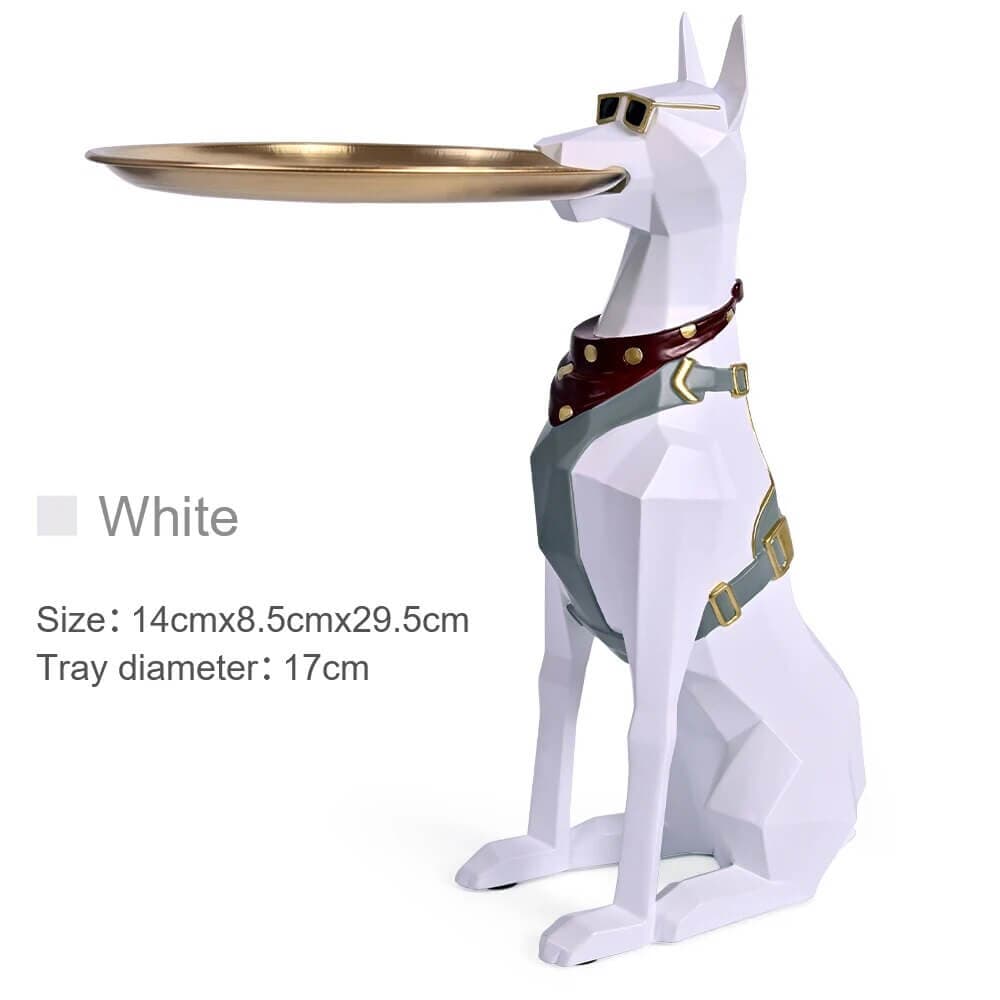 Décoration Design Chien Doberman Porte-Plateau – Sculpture Moderne En Résine - One PETS-TOP