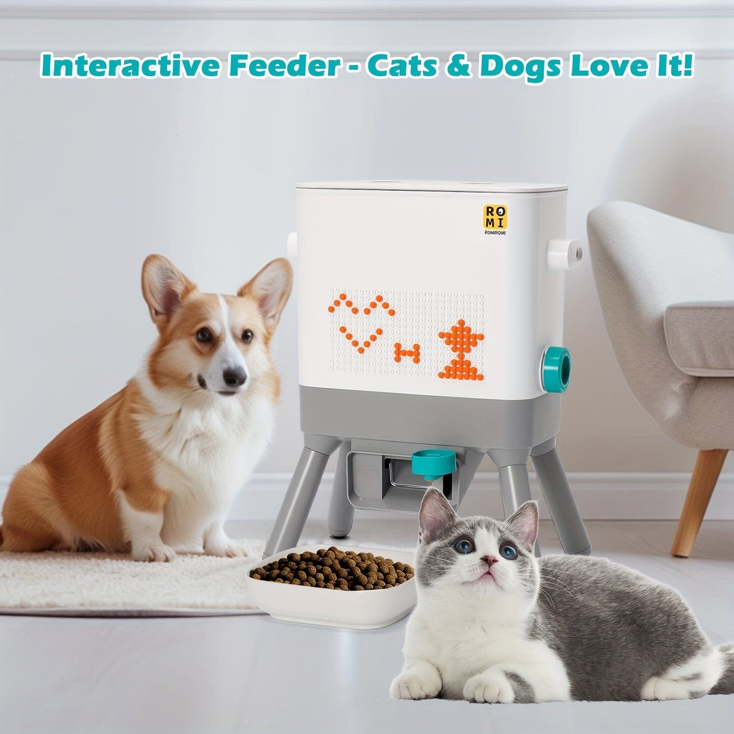 Distributeur automatique 8,5L pour chats & chiens – Réserve hermétique Blanc One PETS-TOP