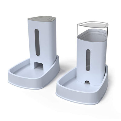 Distributeur De Nourriture/Eau Fontaine Automatique-3.75Lx 2 Pièces- Alimentation Pour Chien/Chat/Croquettes Accesoires Gamelle Animaux Domestiques (Pas Besoin De Batterie) Distributeur automatique One PETS-TOP