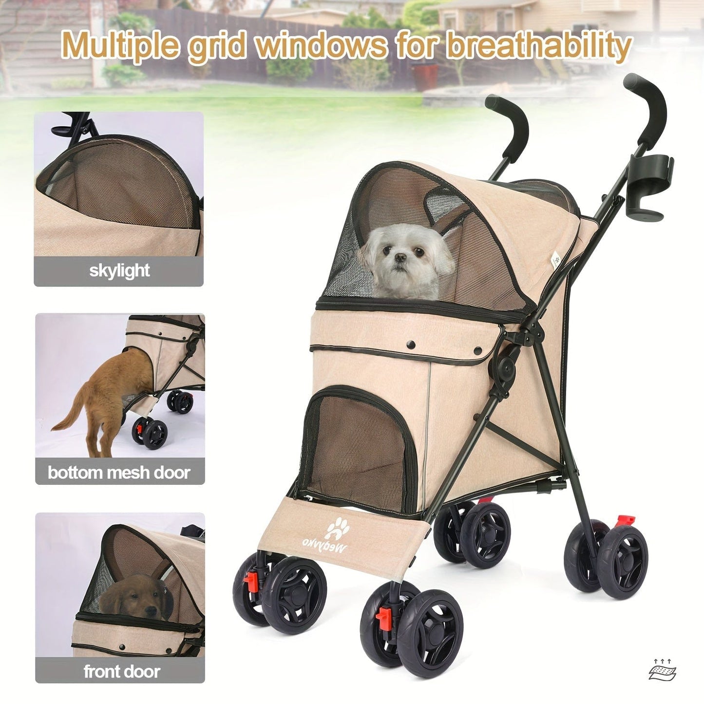 Poussette légère & portable pour chien & chat – Jusqu’à 15 kg