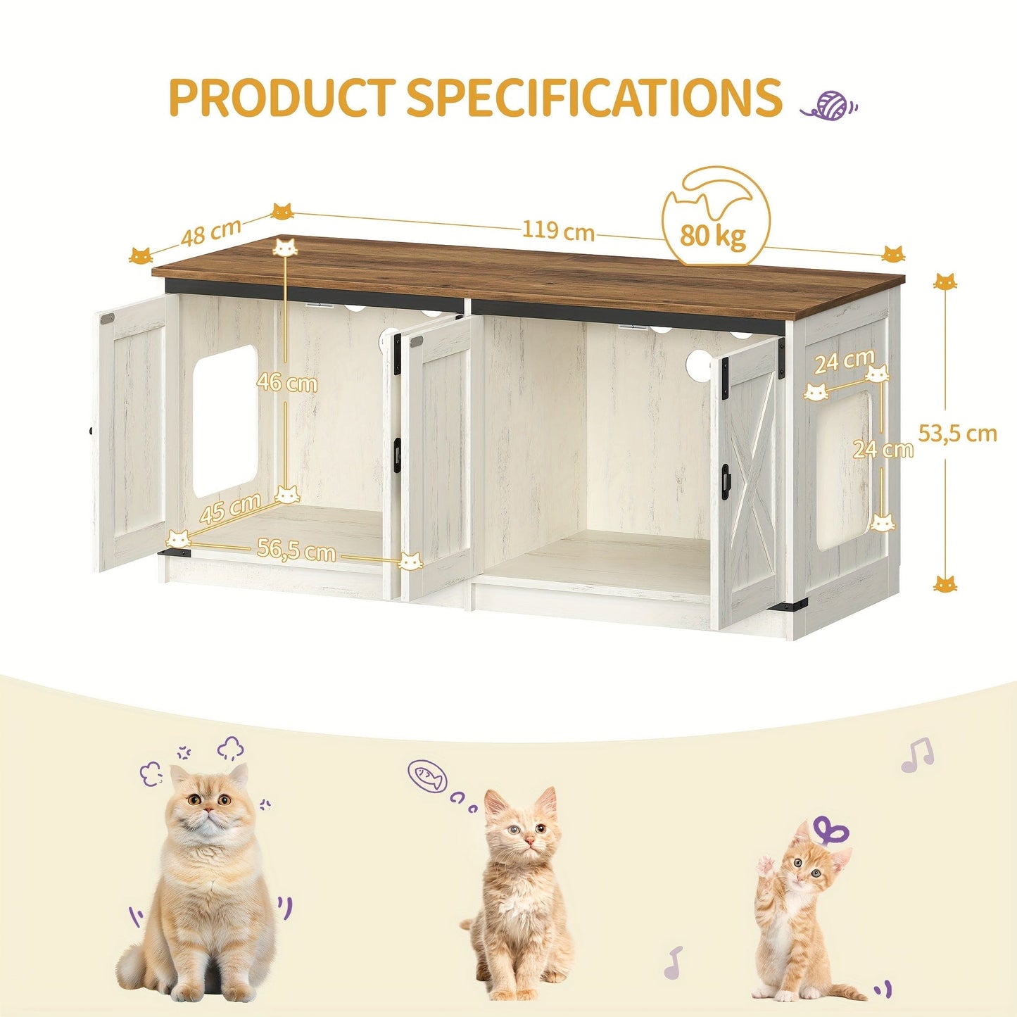 Meuble cache-litière double – Design moderne & cachette pour chats
