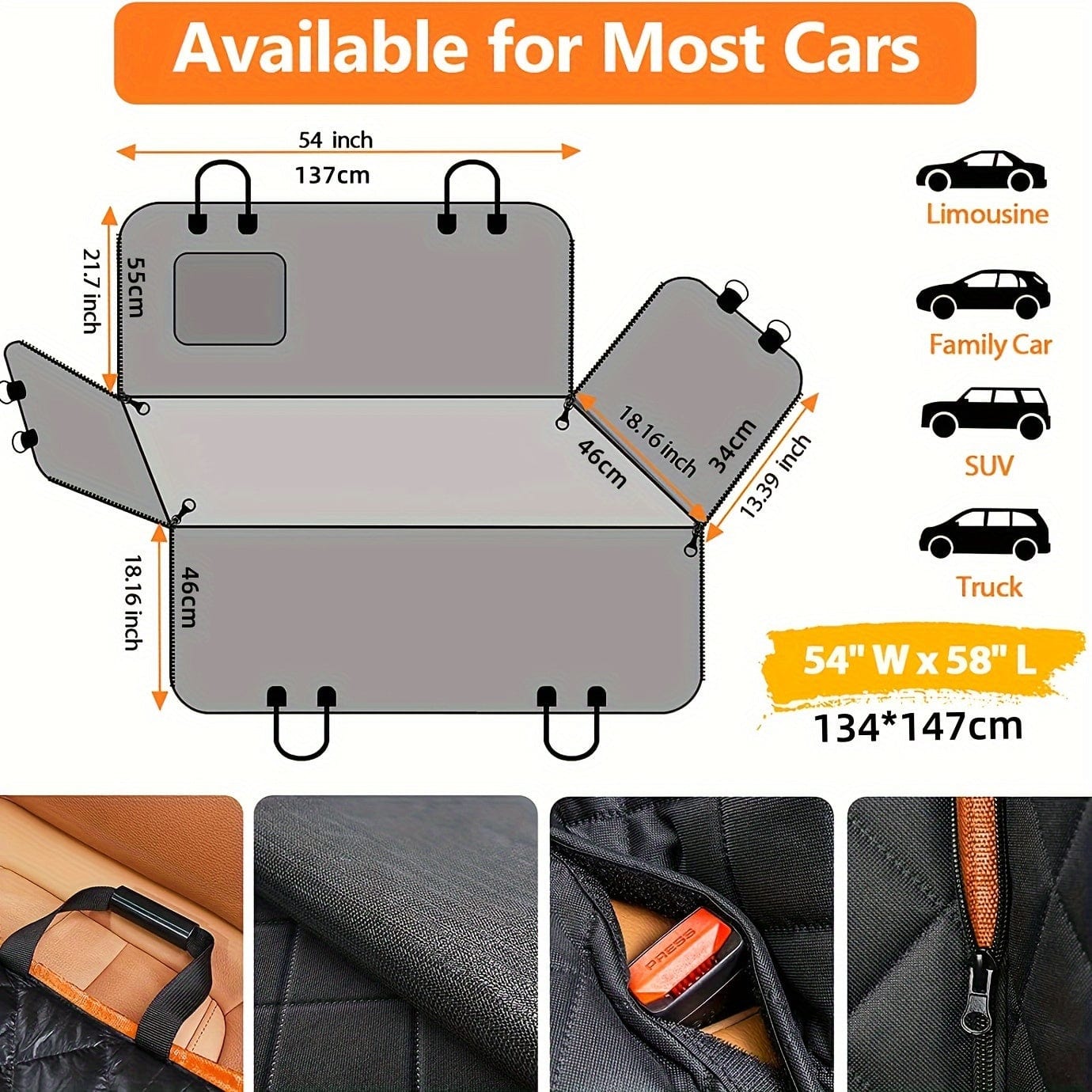 Housse siège auto chien 600D – Imperméable, anti-rayures et antidérapante