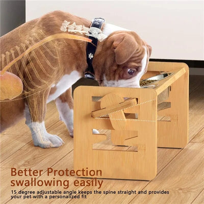 Elevatepaws™ Bamboo Adjustable Pet Bowl Stand 🐾 One PETS-TOP