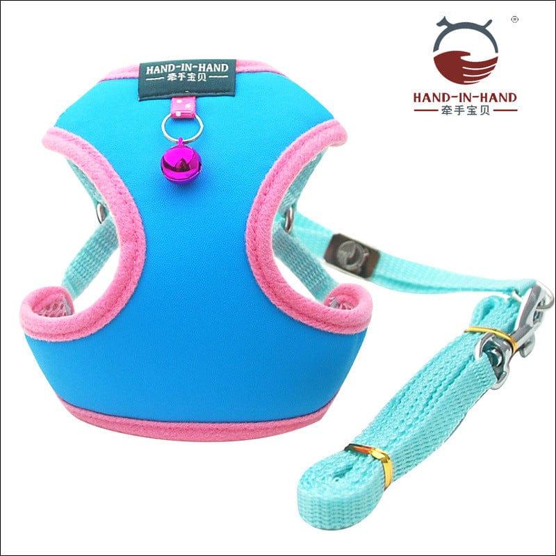 Ensemble harnais et laisse pour chat et petit chien harnais de promenade harnais en maille souple harnais réglable pour chat harnais avec sangle réfléchissante ajustement confortable pour animal de compagnie chaton chiot lapin - One PETS-TOP