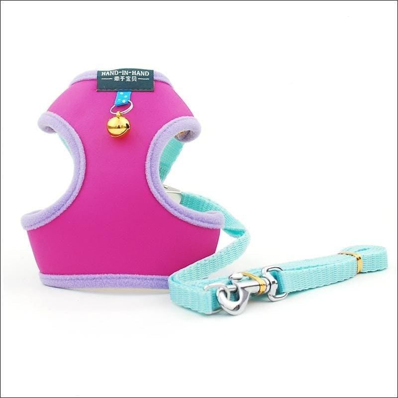 Ensemble harnais et laisse pour chat et petit chien harnais de promenade harnais en maille souple harnais réglable pour chat harnais avec sangle réfléchissante ajustement confortable pour animal de compagnie chaton chiot lapin - One PETS-TOP