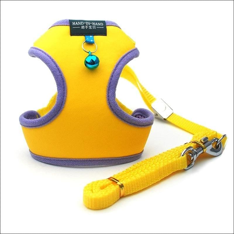 Ensemble harnais et laisse pour chat et petit chien harnais de promenade harnais en maille souple harnais réglable pour chat harnais avec sangle réfléchissante ajustement confortable pour animal de compagnie chaton chiot lapin - One PETS-TOP