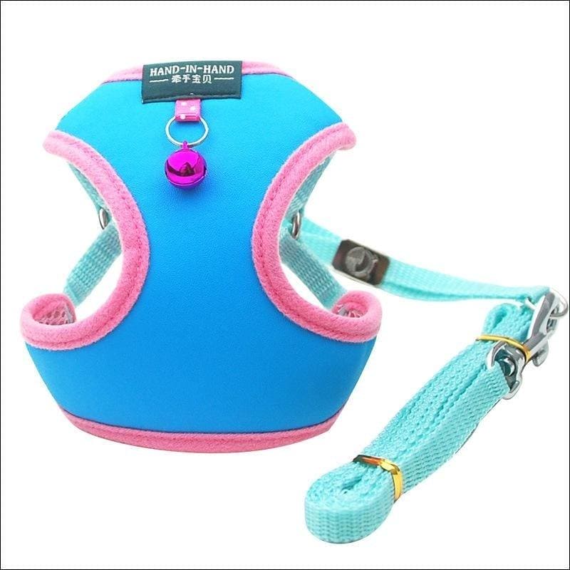 Ensemble harnais et laisse pour chat et petit chien harnais de promenade harnais en maille souple harnais réglable pour chat harnais avec sangle réfléchissante ajustement confortable pour animal de compagnie chaton chiot lapin - One PETS-TOP