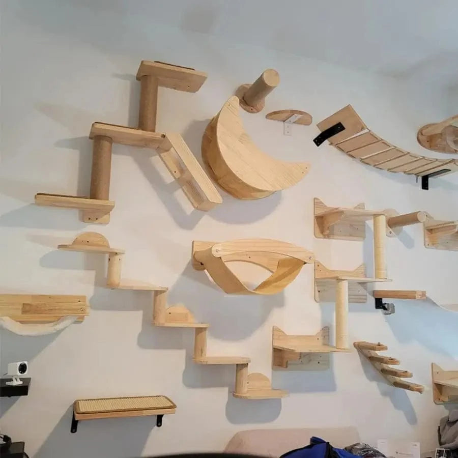 Étagères d'escalade murales pour chat – Hamac, griffoir, pont, escalier One PETS-TOP