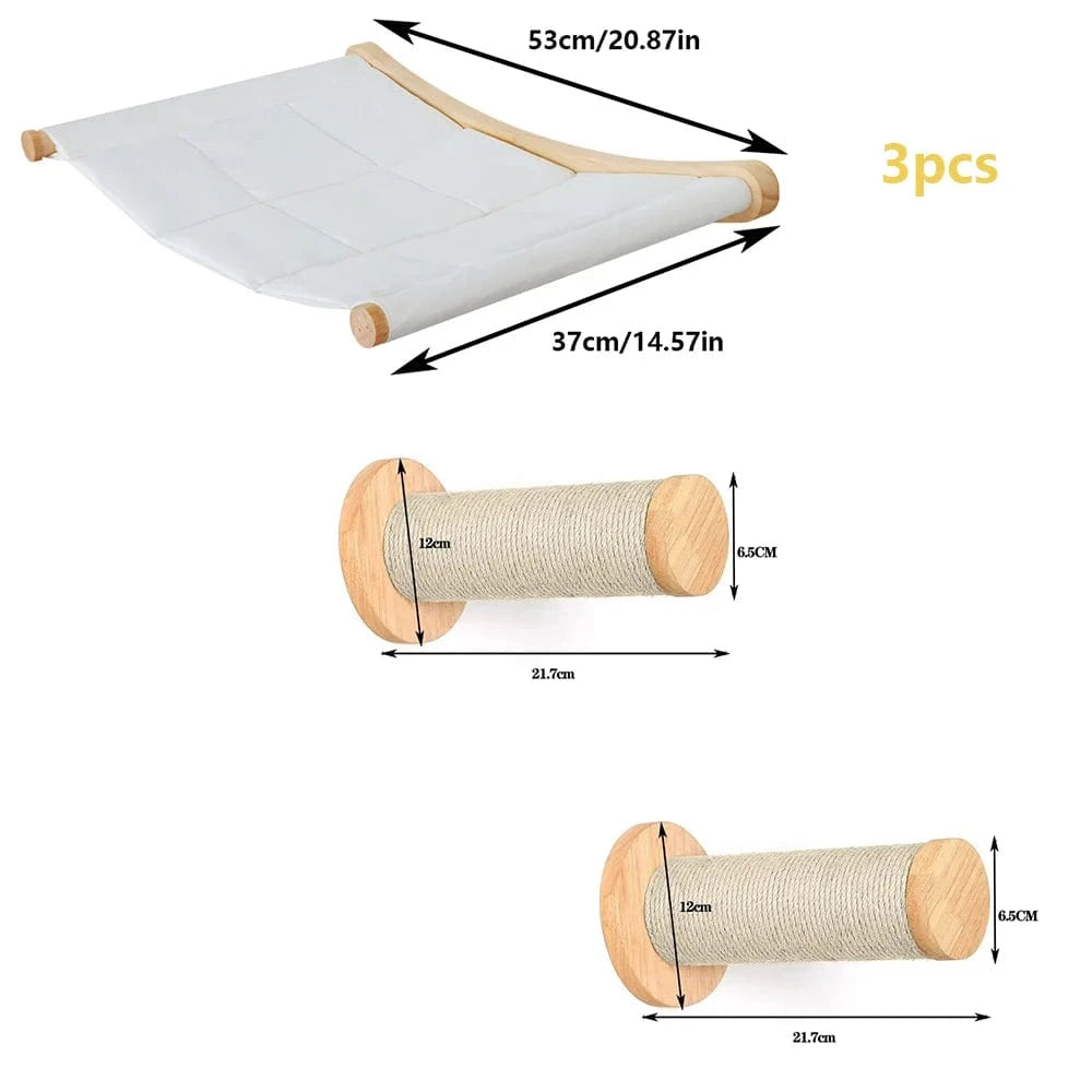 Étagères d'escalade murales pour chat – Hamac, griffoir, pont, escalier 166 One PETS-TOP