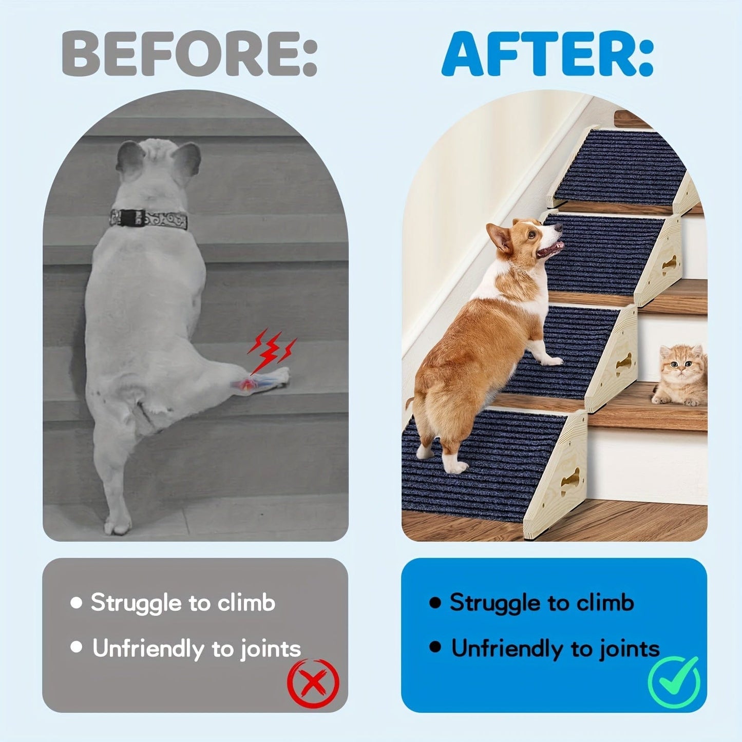 Rampe en bois pour chien – Portable, antidérapante et sûre pour escaliers