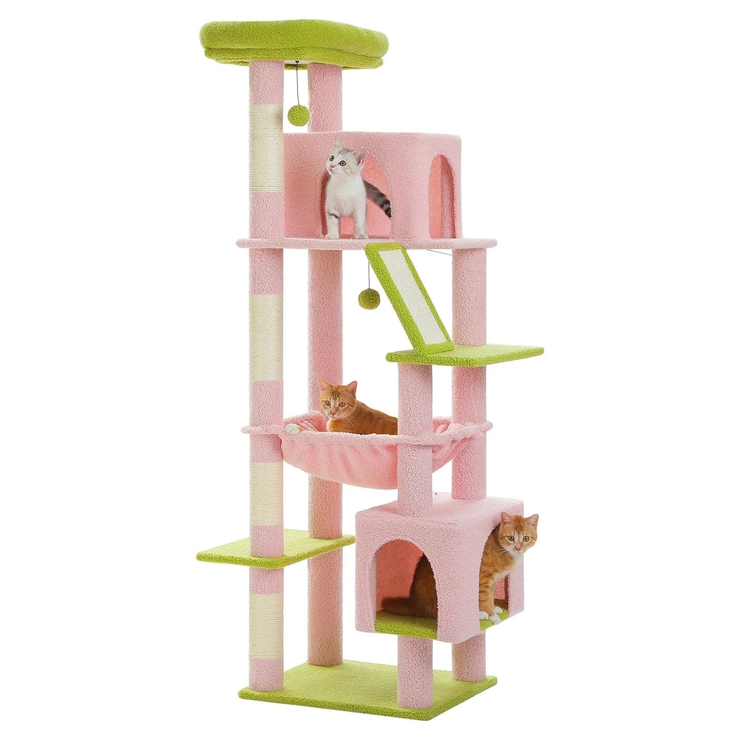 Grand arbre à chat 180cm – Tour avec hamac, griffoir sisal, jouets - One PETS - TOP
