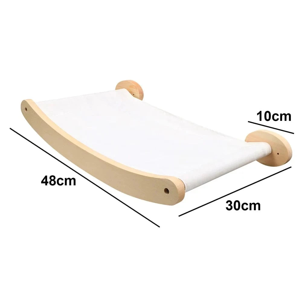 Hamac mural d'escalade pour chat, poteau à gratter pour meubles en bois, marches d'échelle, chats dormant et jouant hammock 02 One PETS-TOP