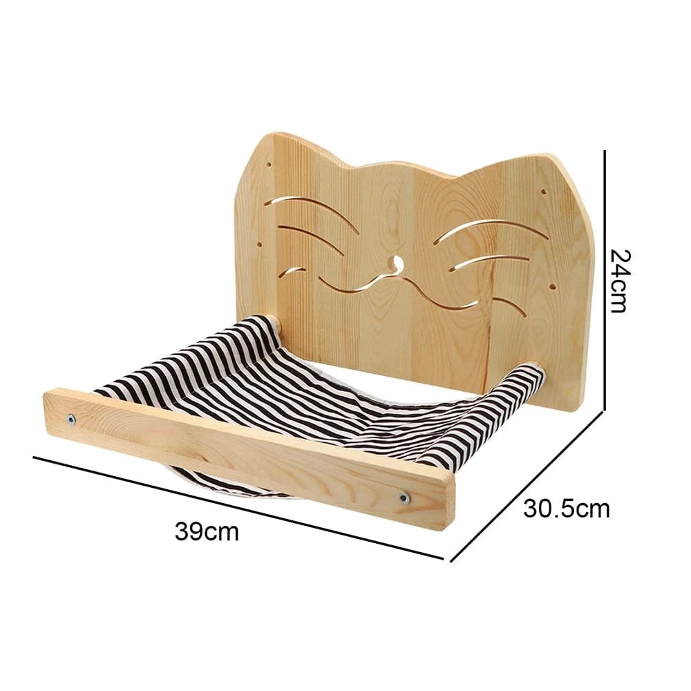 Hamac mural d'escalade pour chat, poteau à gratter pour meubles en bois, marches d'échelle, chats dormant et jouant hammock 05 One PETS-TOP