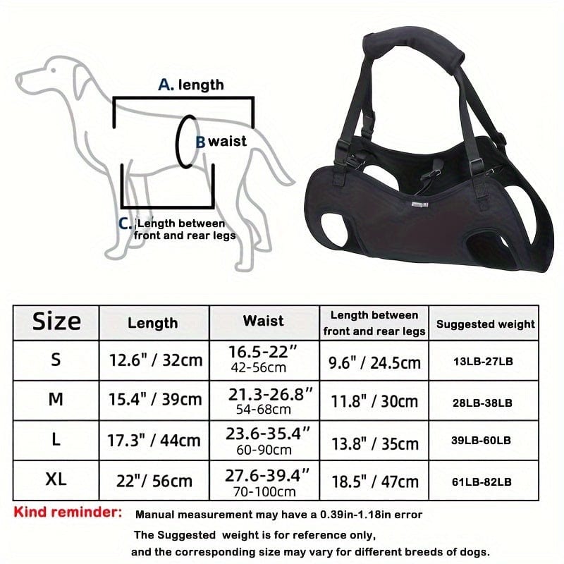 Harnais de soutien pour chien – Aide à la marche, rééducation & levage One PETS-TOP