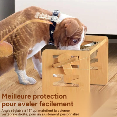 Support De Gamelle Réglable En Bambou Pour Chien Et Chat 🐾 - One PETS-TOP – vue 2