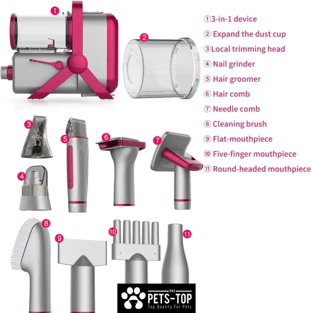 Kit de toilettage 10-en-1 chien & chat – Tondeuse, aspirateur & séchage 10-en-1 One PETS-TOP