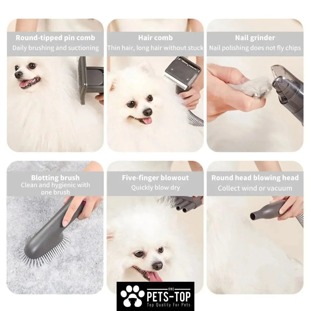 Kit de toilettage 10-en-1 chien & chat – Tondeuse, aspirateur & séchage 10-en-1 One PETS-TOP