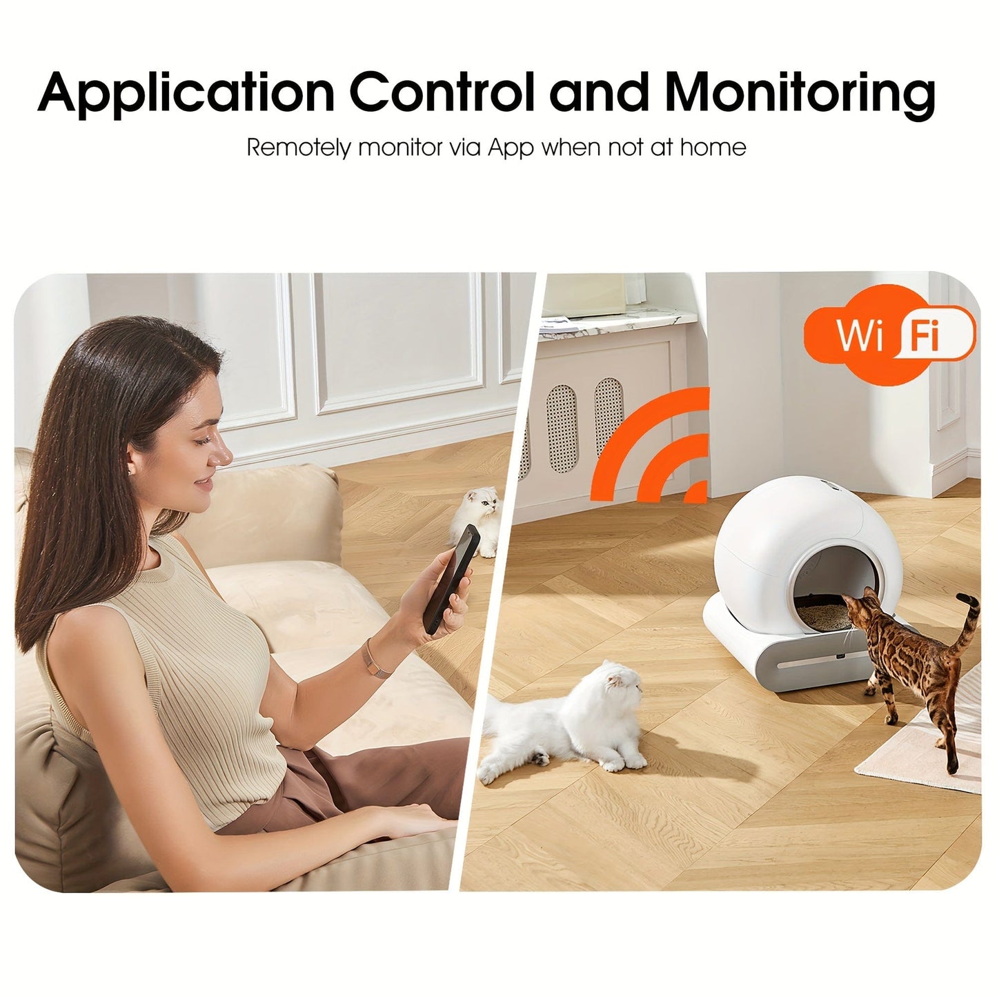 Litière automatique connectée pour chat – Auto-nettoyante & contrôle via app Blanc One PETS-TOP