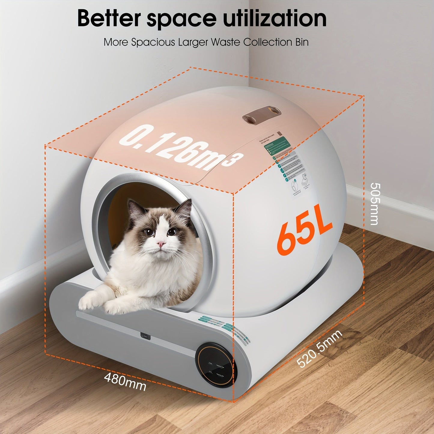 Litière automatique connectée pour chat – Auto-nettoyante & contrôle via app Blanc One PETS-TOP