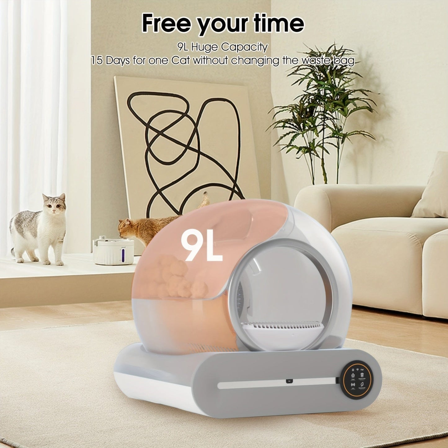 Litière automatique connectée pour chat – Auto-nettoyante & contrôle via app Blanc One PETS-TOP