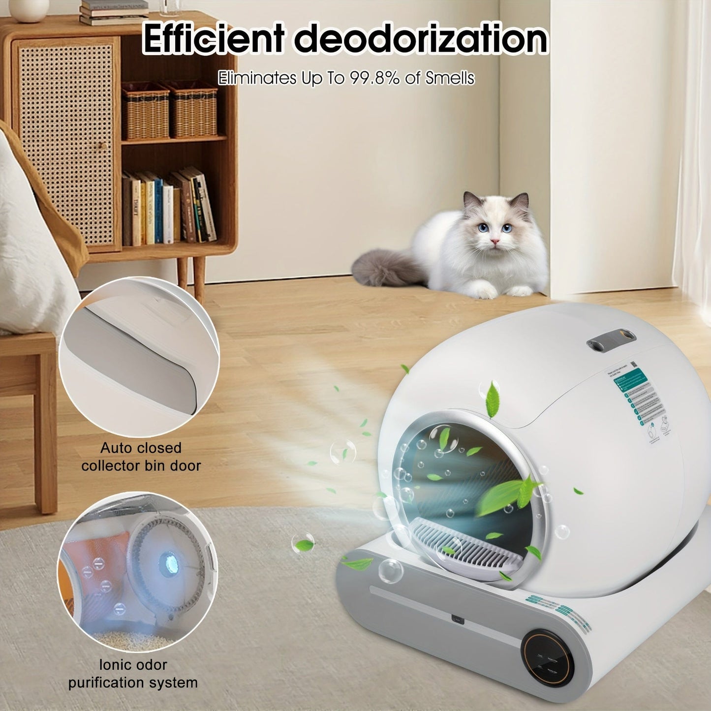 Litière automatique connectée pour chat – Auto-nettoyante & contrôle via app Blanc One PETS-TOP