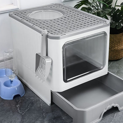 Litière XXL pliable pour chat – Tiroir amovible & design anti-éclaboussures One PETS-TOP