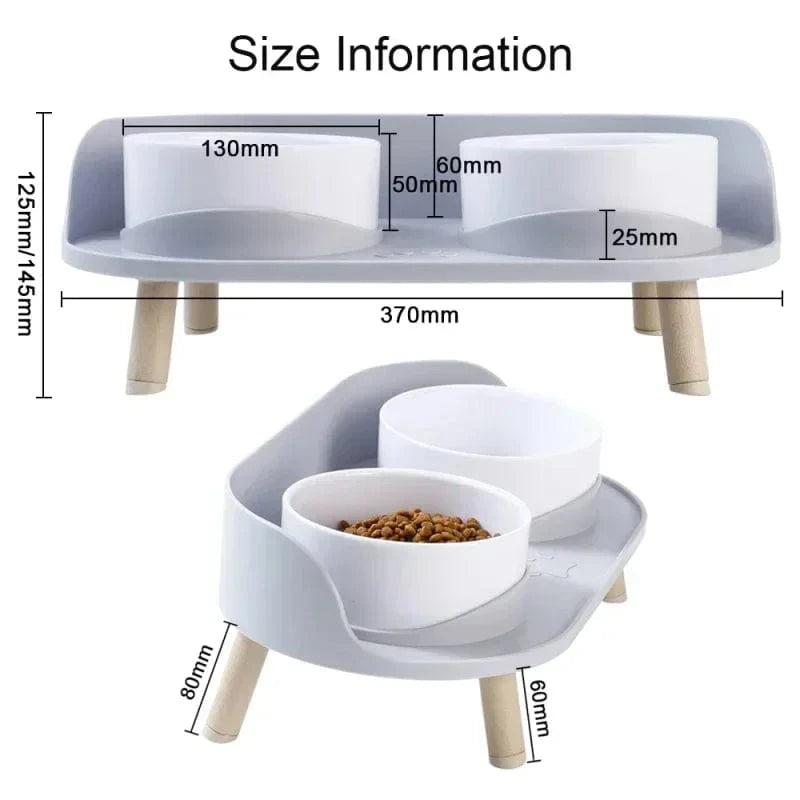 Mangeoires doubles réglables – Bols surélevés pour chat, chiot & petit chien One PETS-TOP